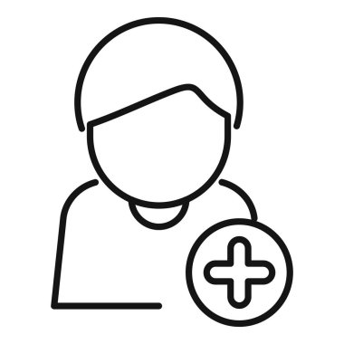 Bir çemberin içinde artı sembolü olan yeni bir kişi çizgisi resim simgesi ekliyor