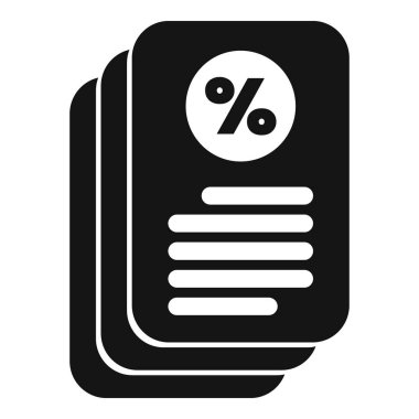 Yüzdelik sembollü bir yığın kredi geçmişi raporunun siyah simgesi