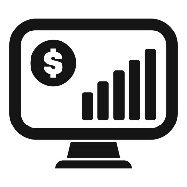 Bir dolar işareti ile büyüyen bir finansal tabloyu gösteren basit bir simge
