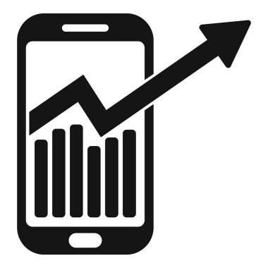 Yükselen bir okla finansal tabloyu gösteren cep telefonu, iş büyümesini simgeliyor