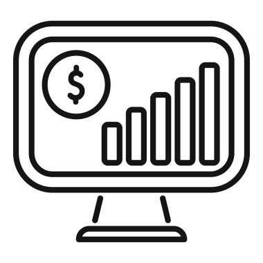 Bilgisayar ekranında olumlu mali sonuçları temsil eden basit satır simgesi