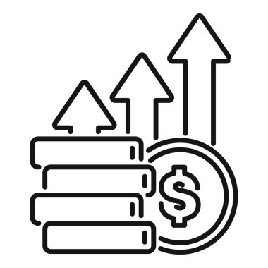 Artan oklarla büyüyen para finansal başarı kavramını gösteriyor