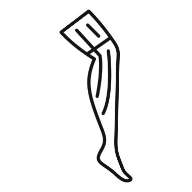 Bacak ağrısı ve yaralanmaları tedavi etmek için kullanılan sıkıştırma çorabını temsil eden basit bir taslak simge çizimi