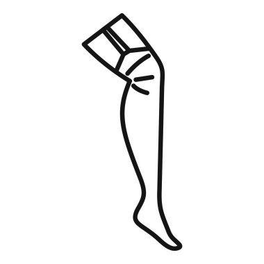 Varisli damar tedavisi için sıkıştırma çorabını temsil eden basit bir taslak simgesi, bacak sağlığı ve dolaşım