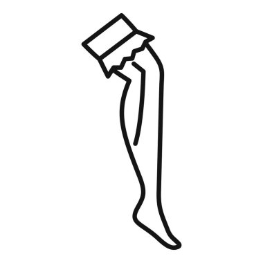 Beyaz arka planda izole edilmiş çorap giyen bir kadının basit siyah çizgisi.