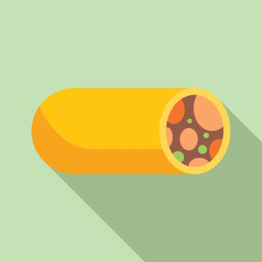 Yeşil arka planda et ve sebzeli nefis burrito görünüyor.