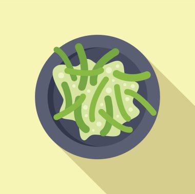 Kremalı bir tabakta yeşil fasulye salatası, sağlıklı ve ferahlatıcı bir yemek için mükemmel.