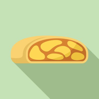 Apple strudel yeşil arkaplanda yatay olarak dolgu gösteriyor