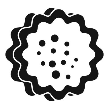 Çikolata parçalı yuvarlak kurabiye. Beyaz arka planda izole edilmiş siyah basit bir şekilde pişirme simgesi.