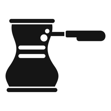 Geleneksel bir Türk kahve makinesinin siyah siluet ikonu lezzetli kahve servisi yapıyor.