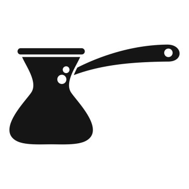 Uzun saplı koyu Türk kahve demliği. Taze kahve demliyor.