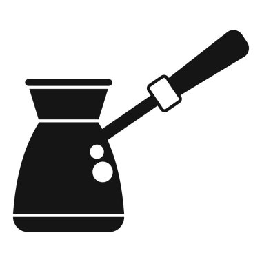 Siyah siluet, Türk kahvesi demlemek için kullanılan uzun saplı geleneksel bir Türk kahve demliği.