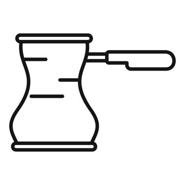 Türkiye 'de cezve kahve demliği, internet ve baskı için uygun, ana hatları simge, taslak şeklinde demleniyor