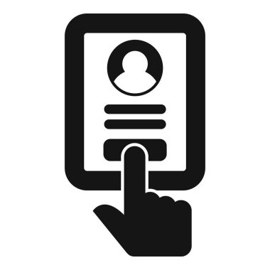 El, dijital tabletten siyah beyaz bir profil seçiyor.