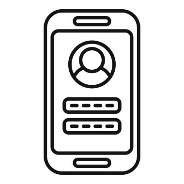 Kullanıcı profili giriş ekranını parola girdisi ile gösteren bir akıllı telefonun basit satır simgesi