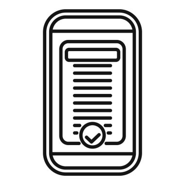 Tamamlanmış bir listeyi gösteren akıllı telefonun satır resim simgesi, görev yönetimi ve başarıyı simgeliyor