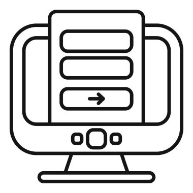 Bilgisayar monitörü cevapları seçmek için boş düğmeleri ve göndermek için sağ ok düğmesi olan çevrimiçi bir anket gösteriyor