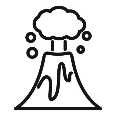 Kraterinden yükselen dumanla patlayan bir volkanın basit bir çizgisi çizimi.