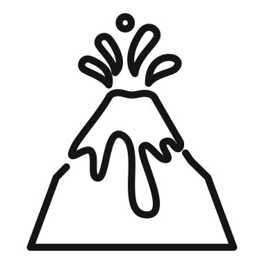 Yanlarından lav akarken patlayan bir volkanın basit sanat simgesi.