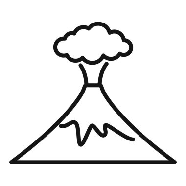 Duman ve lav püsküren bir volkanın basit sanat simgesi.