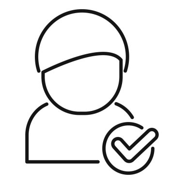 Satır simgesi, işaretli bir işadamını temsil ediyor, başarılı bir onaylamayı simgeliyor.