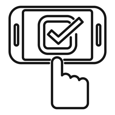 El akıllı telefon ekranından bir onay kutusu seçiyor. Bu da bir seçim yapıldığını gösterir.