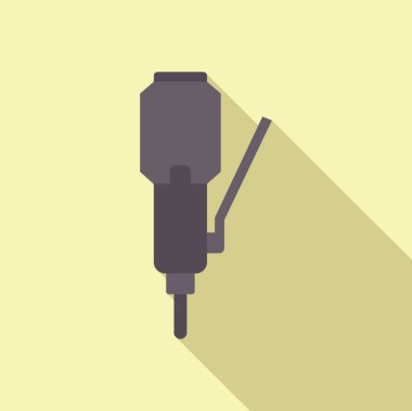Pnömatik matkabın minimalist düz tasarım çizimi, inşaat ve diy projeleri için ideal