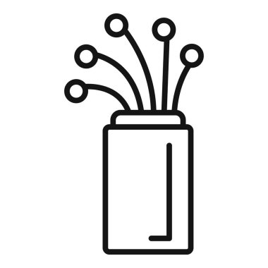 Bir sunucuya bağlanan optik fiber kabloyu temsil eden çizgi simgesi, ağ bağlantısını ve veri transferini sembolize eder