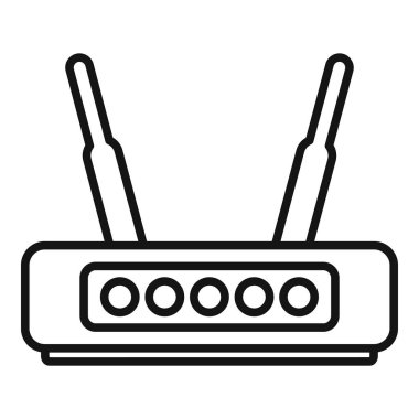 Kablosuz ağ erişimi sağlayan bir kablosuz ağ yönlendiricisinin siyah beyaz simgesi