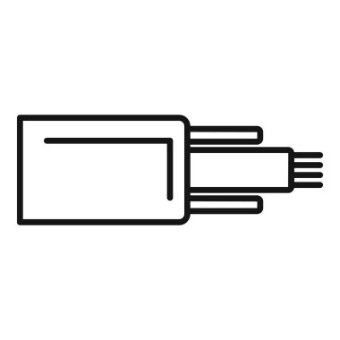 Bir ağ anahtarına bağlanan fiber optik kablonun çizgi resim simgesi
