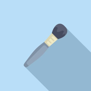 Mavi arka planda izole edilmiş makyaj fırçası, uzun bir gölge bırakıyor