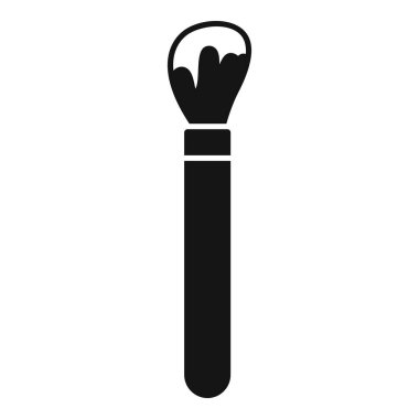 Beyaz arkaplana izole edilmiş temel kremi yayan yuvarlak makyaj fırçasının siyah simgesi