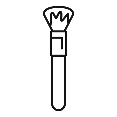 Makyaj fırçasının basit çizgi simgesi toz yayıyor