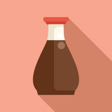 Geleneksel Japon soya sosu şişesi pembe arka planda duruyor.