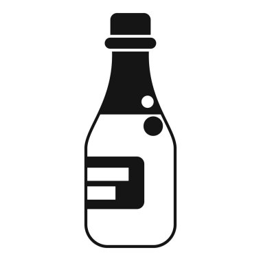 Üstünde kabarcıklar olan bir şampanya şişesinin siyah beyaz simgesi.