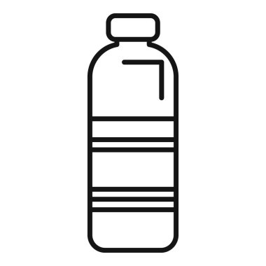 Beyaz arkaplanda izole edilmiş ana hatlı simge biçiminde plastik şişe