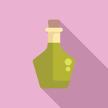 Geleneksel cam şişe, üzerinde uzun gölgeli taze zeytin yağı bulunan mantar kapaklı.