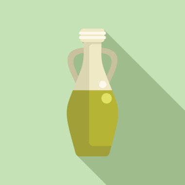 Taze zeytin yağı içeren geleneksel cam şişe yeşil bir arka planın önünde duruyor.