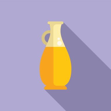 Taze sıkılmış portakal suyu içeren cam sürahi mor bir arka plan üzerine uzun bir gölge bırakıyor.