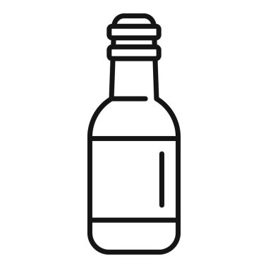 Ağ ve mobil uygulamalar için ideal sıvı içeren küçük bir cam şişenin minimalist simgesi