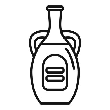 Şarap ya da yağ için geleneksel kil şişesi beyaz arka planda tek başına duruyor.