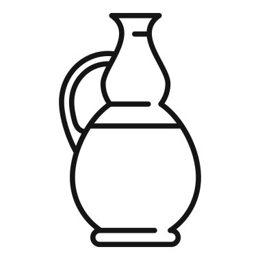 Dar bir boynu olan geleneksel bir sürahinin basit çizgi simgesi.