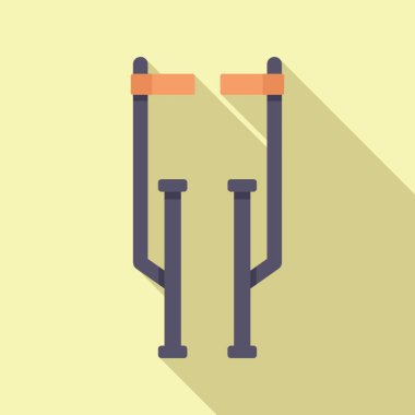 Ergonomik saplı ayarlanabilir alüminyum koltuk değnekleri açık sarı bir arkaplanda duruyor