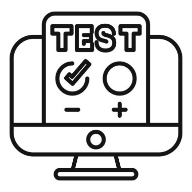 Çevrimiçi test bir bilgisayar ekranında gösteriliyor, başarılı bir sınavı temsil eden bir onay işareti gösteriliyor