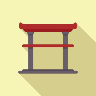 Asya stili kırmızı masa iki ayaklı ikon, düz stil