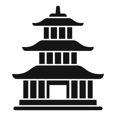 Klasik bir pagoda 'nın siyah silueti, Asya mimarisini sembolize ediyor.