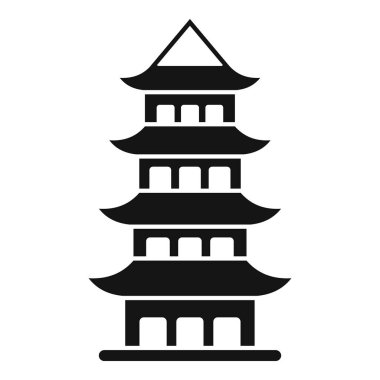 Çok katmanlı bir pagoda 'nın siyah silueti, geleneksel bir Japon binası, kültürel mirası ve mimari güzelliği simgeliyor.