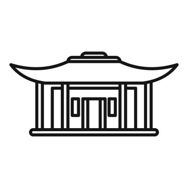 Basit bir Asya binası çizimi, muhtemelen bir tapınak ya da saray.