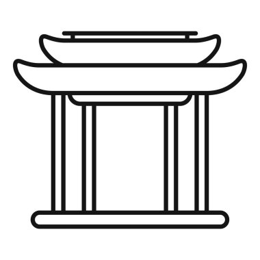 Asyalı mimari tarzında basit bir bina girişi çizimi