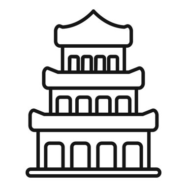 Bir pagoda 'nın çizgi sanat simgesi, doğu mimarisinin tipik bir katmanlı kulesi.